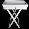 Plateau Table d'appoint en bois blanc avec 2 tiroirs H73cm
