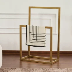 Porte-serviettes sur pied - 2 barres noires, style design SFAX