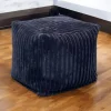 Pouf carré velours grosses côtes anthracite VISBY
