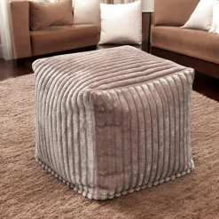 Pouf carré velours grosses côtes anthracite VISBY