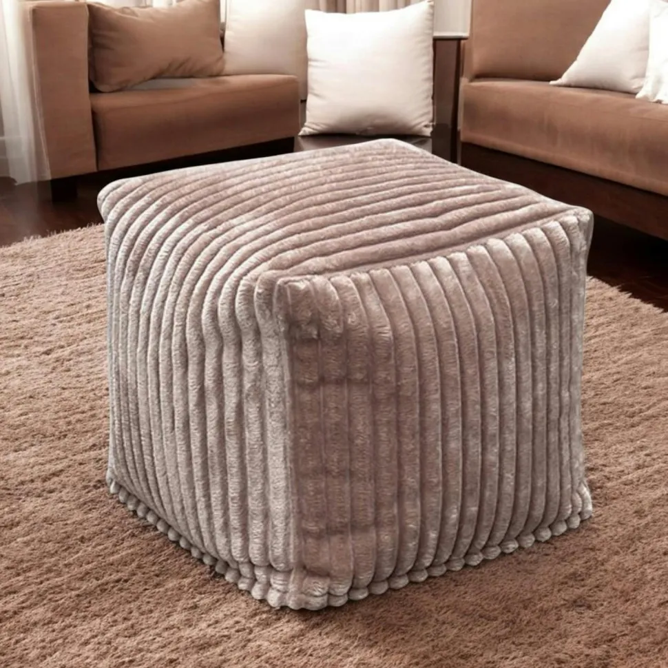 Pouf carré velours grosses côtes anthracite VISBY