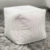 Pouf carré velours grosses côtes blanc VISBY
