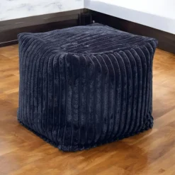 Pouf carré velours grosses côtes gris VISBY