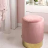 Pouf en velours rose sur base dorée BRUGES