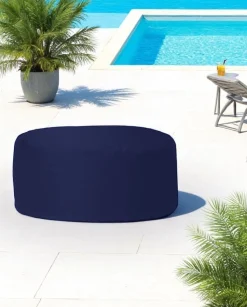 Pouf extérieur imperméable bleu foncé - forme ronde ARTA