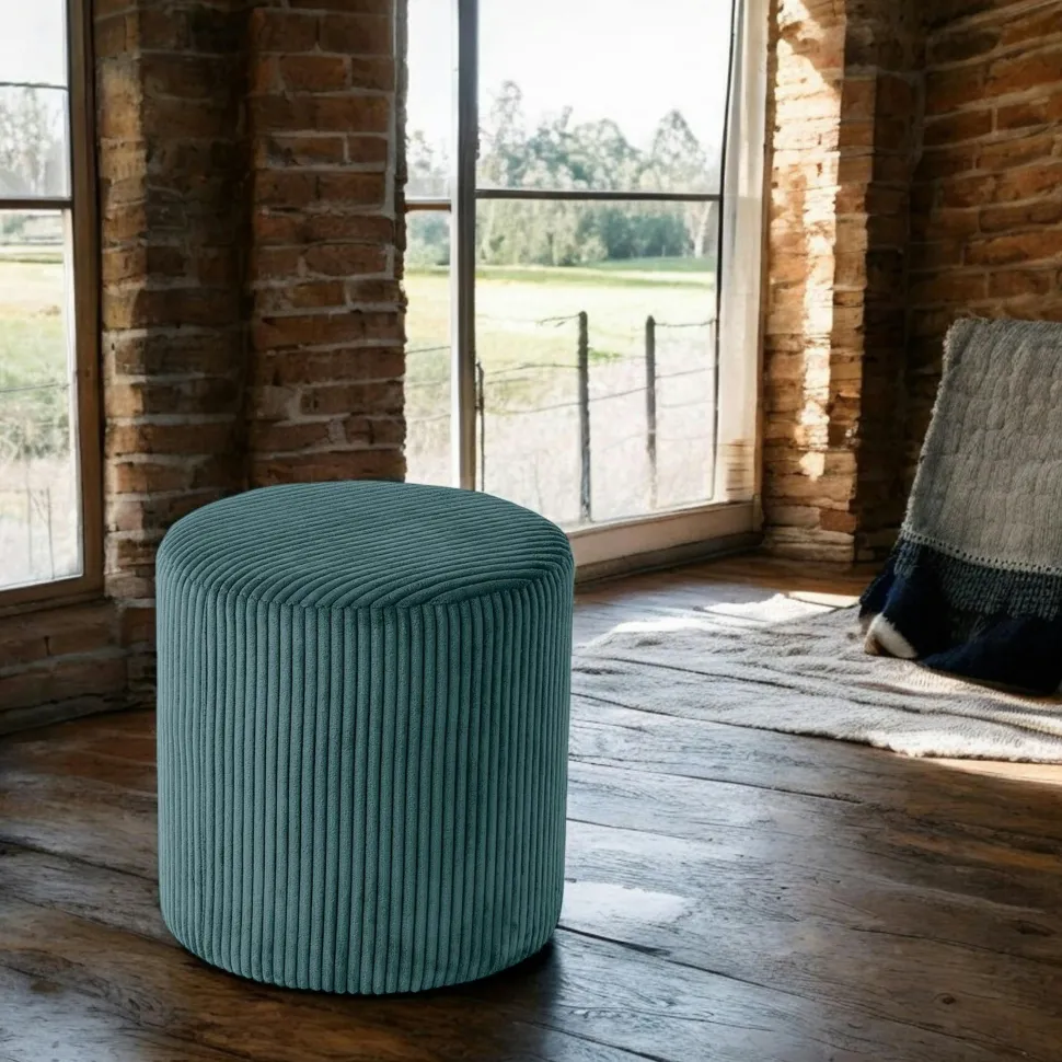 Pouf rond velours côtelé blanc (lot de 2) MALMOE