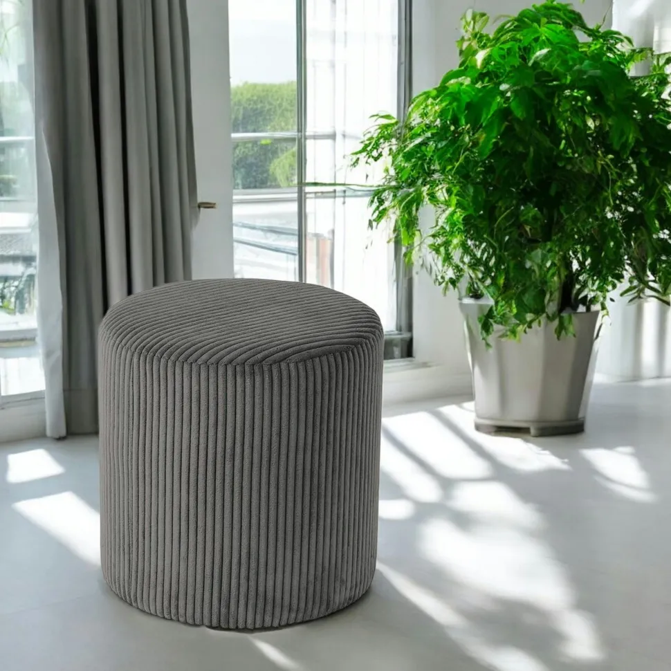 Pouf rond velours côtelé blanc (lot de 2) MALMOE