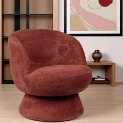 Pouf rond velours côtelé rouille (lot de 2) MALMOE