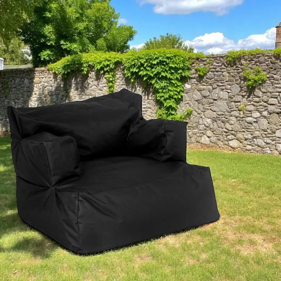 Pouf XXL extérieur avec accoudoirs - gris ARTA
