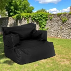Pouf XXL extérieur avec accoudoirs - noir ARTA