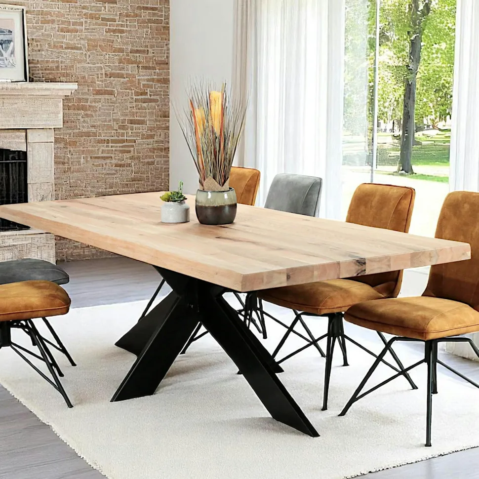 Rallonge pour les tables en chêne blanc bords naturels 200 et 240 cm PALERME (50 cm)