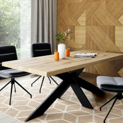 Rallonge pour table extensible en chêne blanc bords droits 200 et 240 cm PALERME