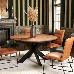 Rallonge pour table ronde extensible en chêne brun 120 cm PALERME (40 cm)