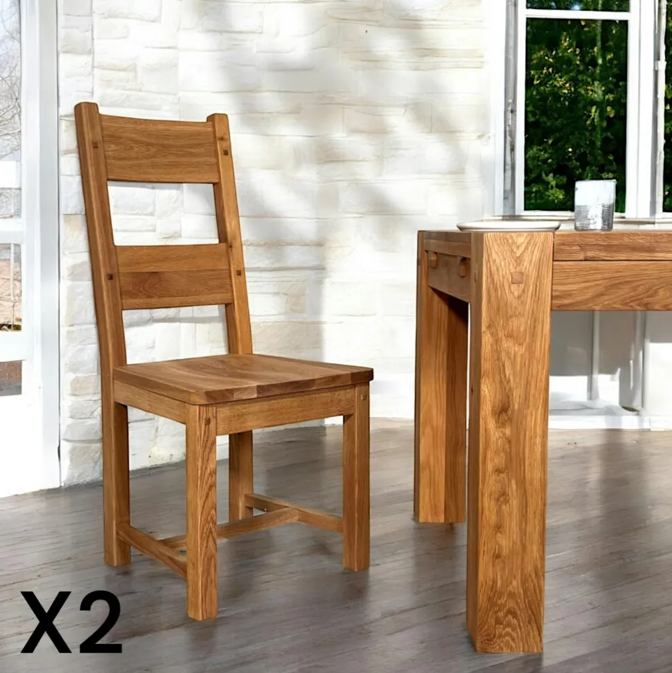 Rallonges en bois de chêne fumé avec bordures naturelles pour table à manger SAVONE 140 cm / 200 cm / 240 cm (lot de 2)