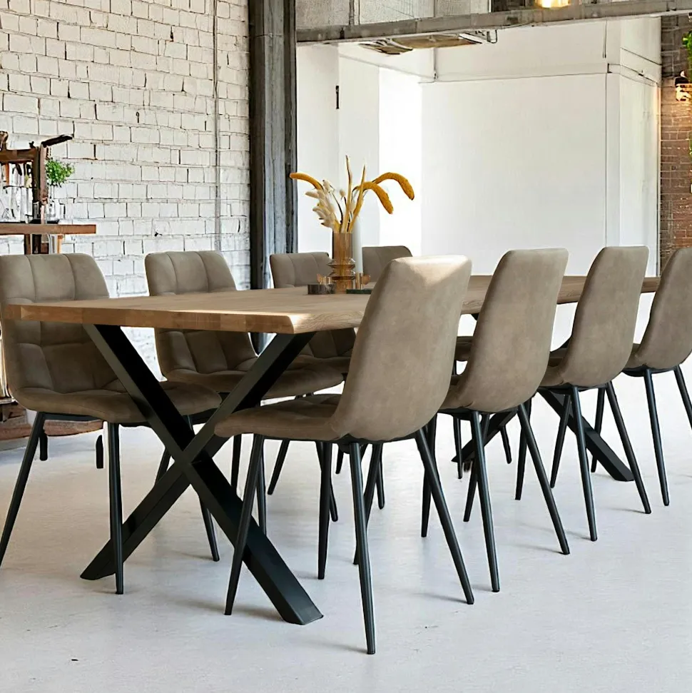 Rallonges en bois de chêne clair avec bordures naturelles pour table à manger SAVONE 300 cm (lot de 2)