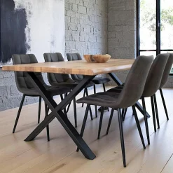 Rallonges en bois de chêne clair avec bordures naturelles pour table à manger SAVONE 140 cm / 200 cm / 240 cm (lot de 2)