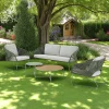 Salon de jardin 4 places avec tables basses, couleur verte MENDOZA