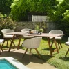 Salon de jardin BAHIA (1 table de jardin pliante acacia 220x90, 6 fauteuils de jardin)