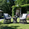 Salon de jardin en rotin synthétique gris (2 fauteuils et 1 petite table ronde) MENDOZA