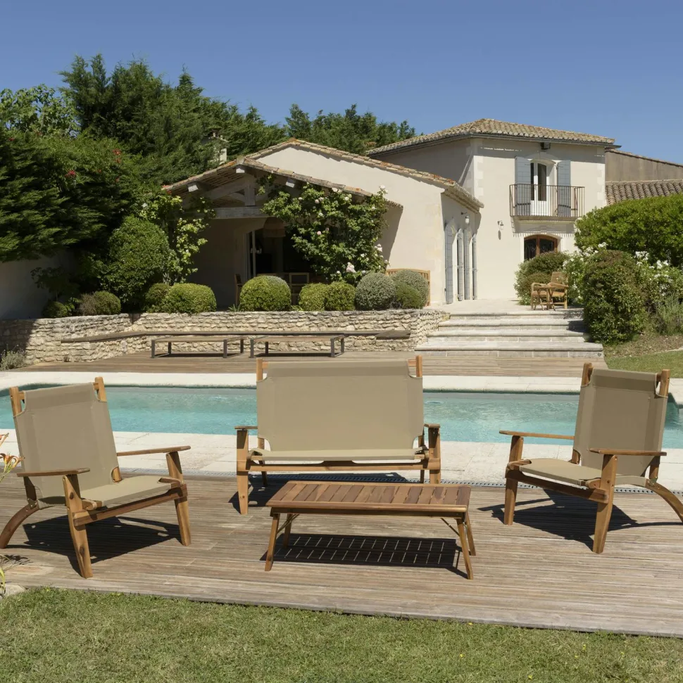 Salon de jardin pliant 4 places bois d'acacia BAHIA