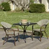 Salon de jardin table carrée noire 70x70 cm + 2 fauteuils bistrot tissu taupe GIJON