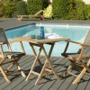 Salon de Jardin Table Teck 70x70cm + 2 Fauteuils pliants SUMMER ref. 30020810