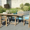 Salon de Jardin Teck Table extensible 120/180 + 4 fauteuils empilables SUMMER ref. 30020843