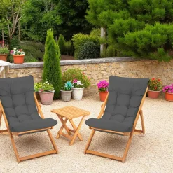 Salon jardin détente 2 places beige - bois et toile SORA