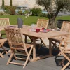 Salon jardin Teck table 180x100cm 2 faut. 4 chaises SUMMER