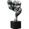 Sculpture moderne "Amore" argent socle noir