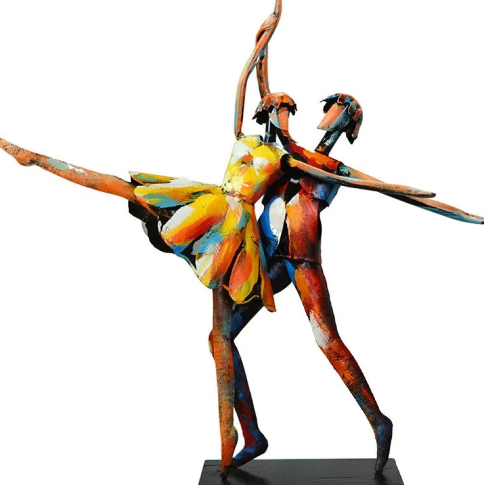 Sculpture moderne en métal peint danseurs