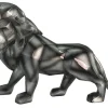 Sculpture moderne lion gris anthracite