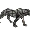 Sculpture moderne panthère gris anthracite 68 cm