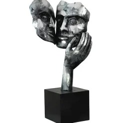 Sculpture moderne silhouette de femme couleur argent 43 cm
