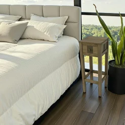 Sellette 1 tiroir exotique hévéa 30x30x81cm GALA
