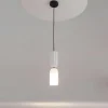 Suspension blanche en verre - sablier & bague noire WINDER