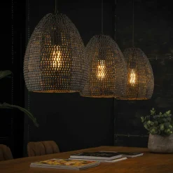 Suspension contemporaine 3 lampes ovales effet maille TRIBECA