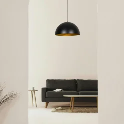 Suspension de table blanche dôme intérieur doré Ø50 cm SILE