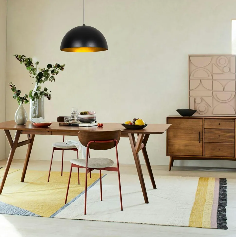 Suspension de table noire, dôme intérieur doré Ø40 cm SILE