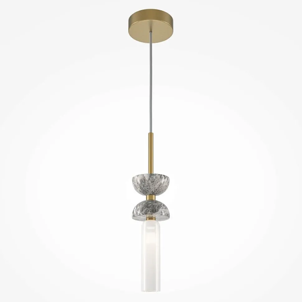 Suspension design blanche – sablier marbre & verre blanc ENID