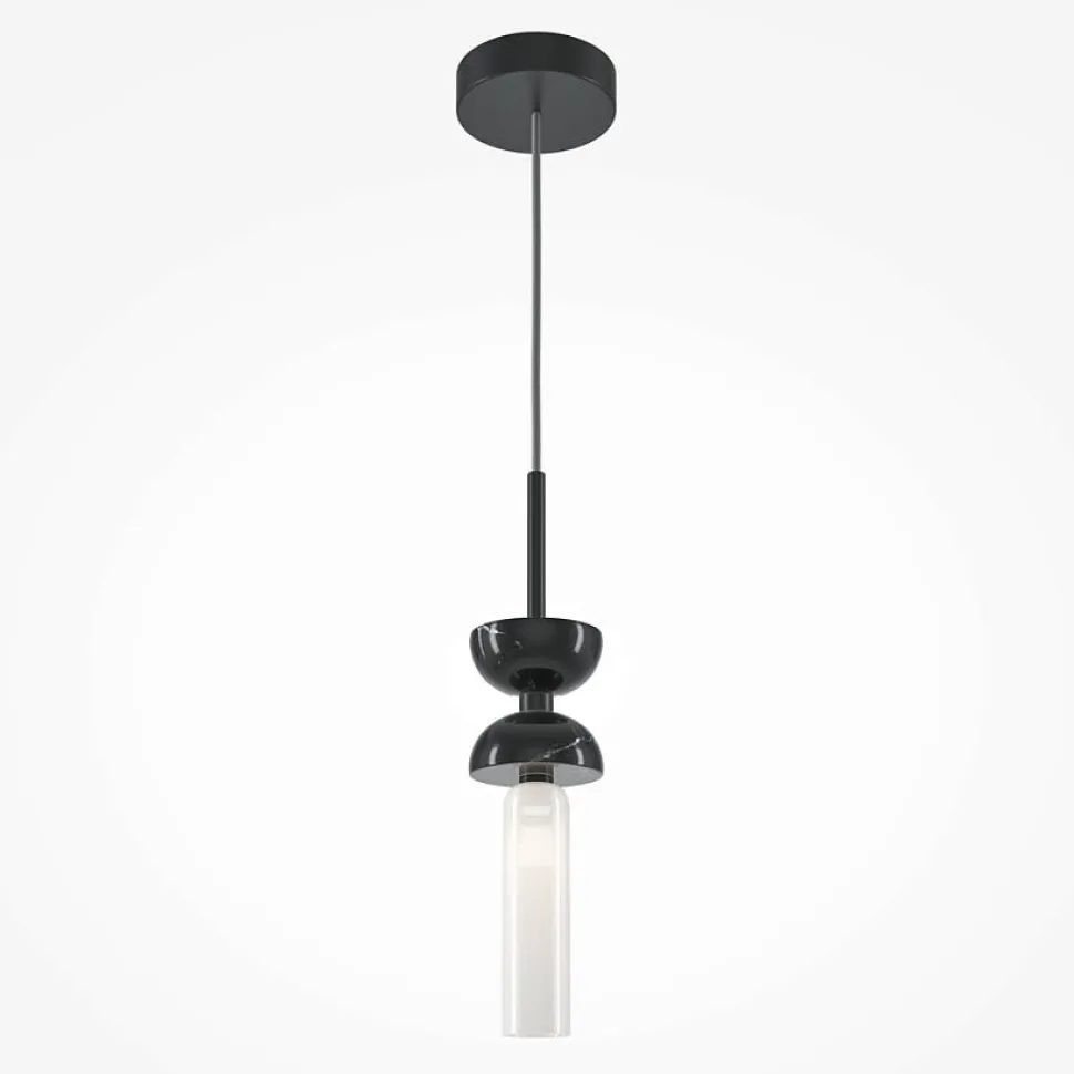 Suspension design blanche – sablier marbre & verre blanc ENID