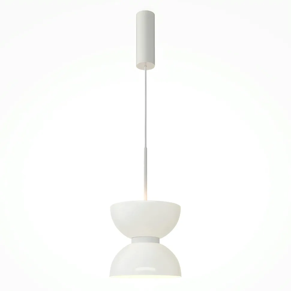 Suspension design blanche – sablier en verre blanc ENID