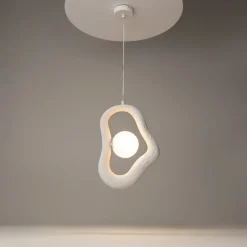 Suspension design blanche texturée – globe central LULING