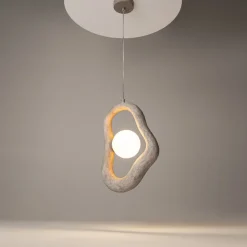 Suspension design blanche texturée – globe central LULING