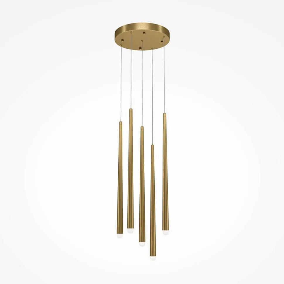 Suspension design dorée LED - 5 tiges verticales AURORA