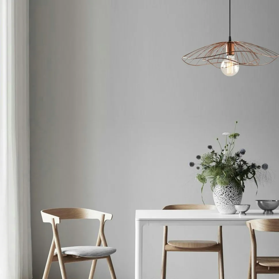 Suspension design métal cuivré filaire forme fleur SINOP