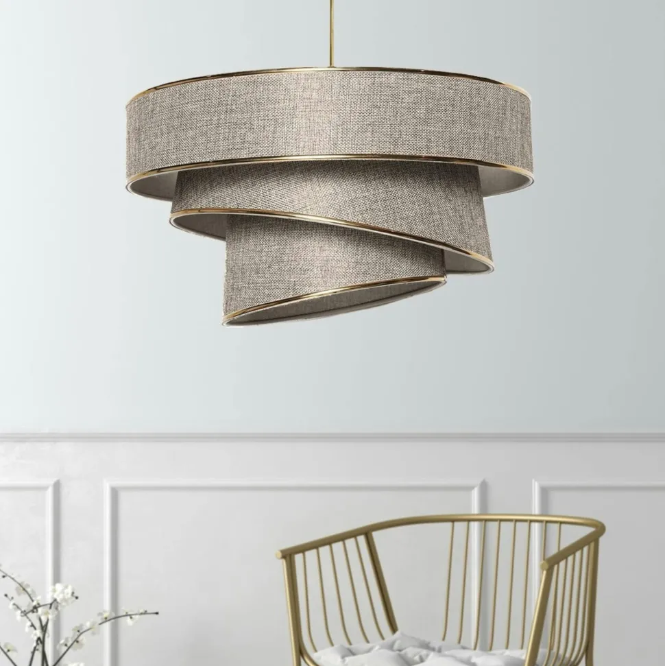 Suspension design noir et argent - abat-jour triple ZURICH