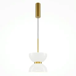 Suspension design noire – sablier en verre blanc ENID