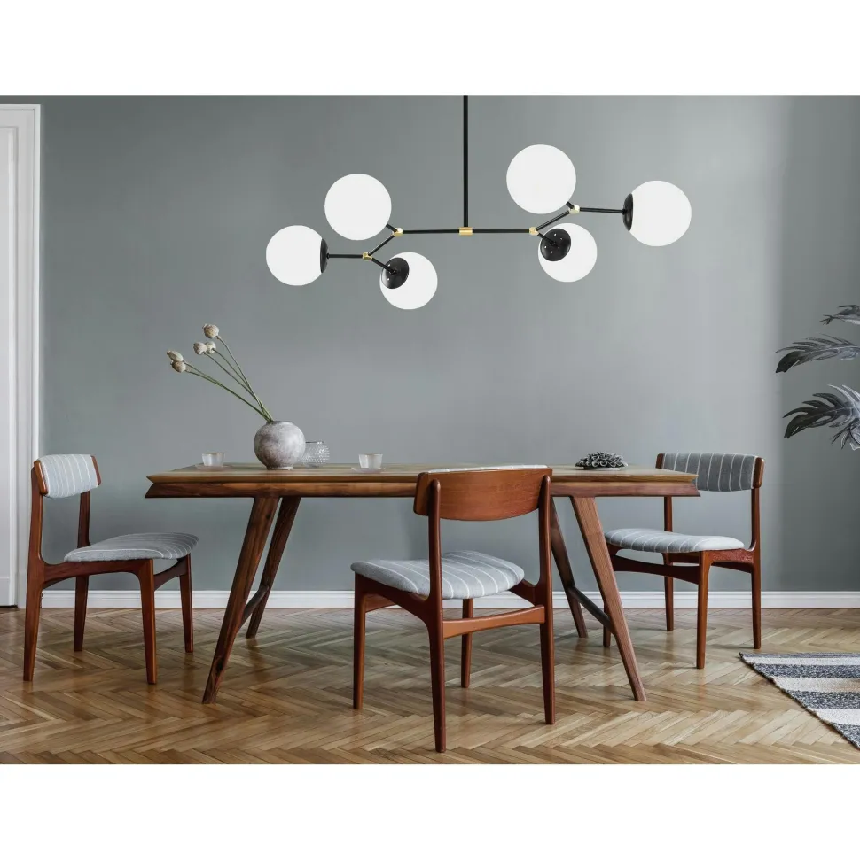 Suspension design noire 6 globes verre dépoli SIERRE
