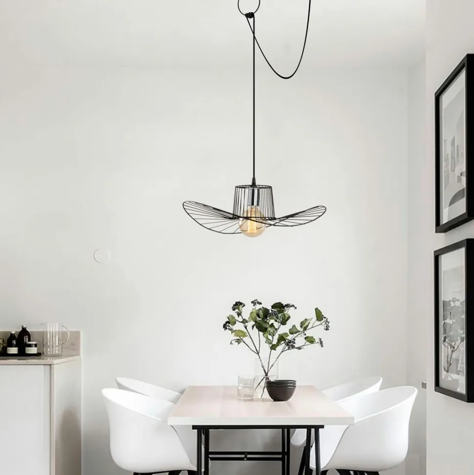 Suspension design noire filaire ondulée, avec anneau SINOP